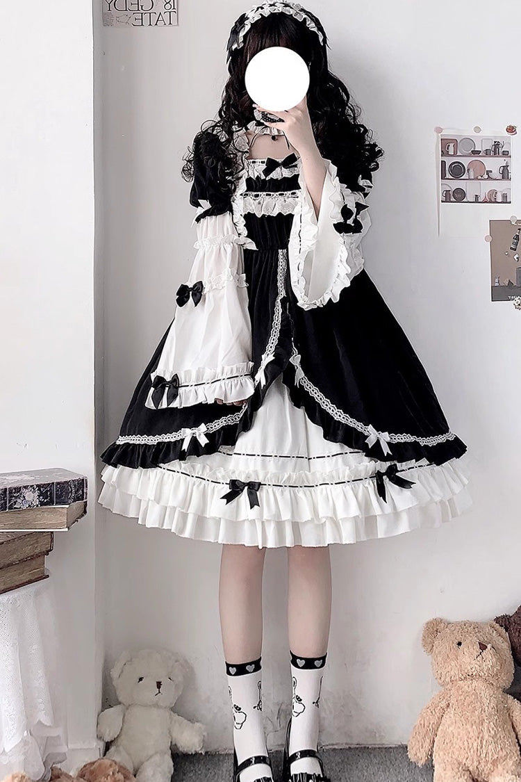 Gothic Lolita Dress - White/black Hime Sleeves, 2 Colors, Detachable Detail, Ruffled - additional product view 14