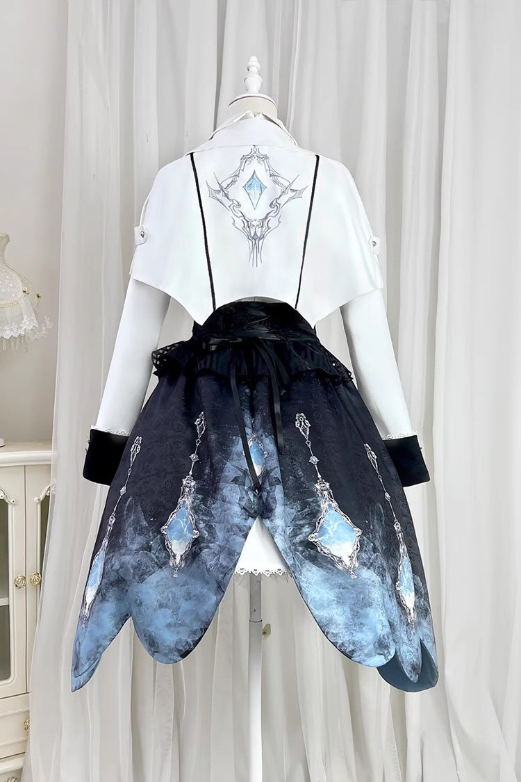 Gothic Lolita Dress - White/blue Gradient Print, 2 Colors, Sweet Style, Ruffled, Printed - additional product view 8