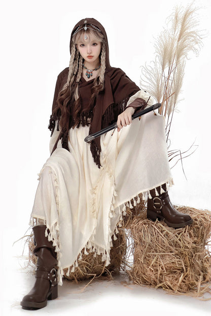 Gothic Lolita Dress - White/brown Wandering Witch, 2 Colors, Long Sleeves - additional product view 4