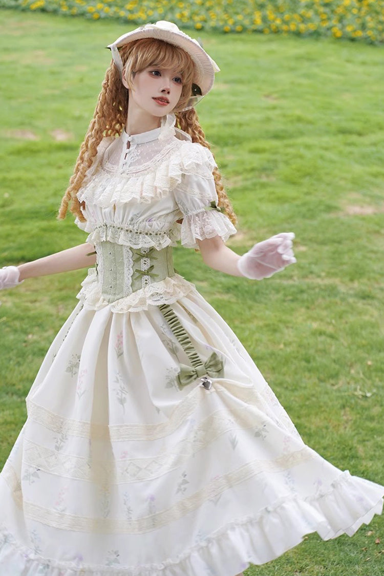 Gothic Lolita Dress - White/green Letters And Poems To, 2 Colors, Sweet Style, Lace Trim - additional product view 6
