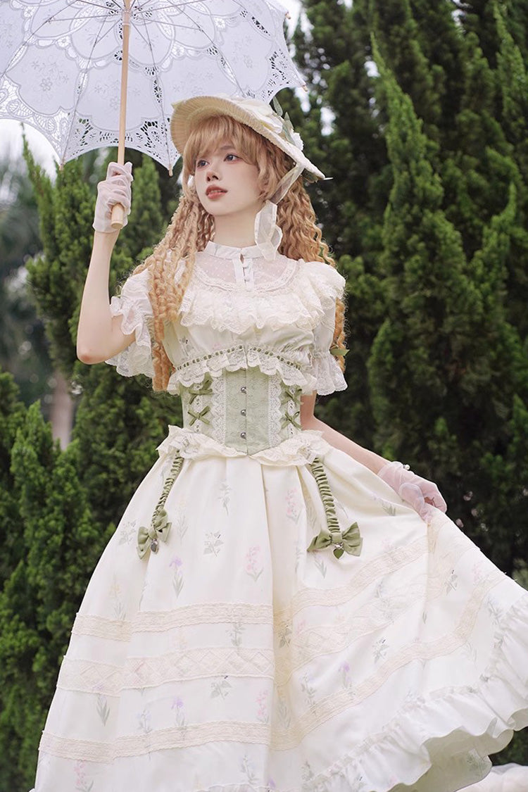 Gothic Lolita Dress - White/green Letters And Poems To, 2 Colors, Sweet Style, Lace Trim - additional product view 7