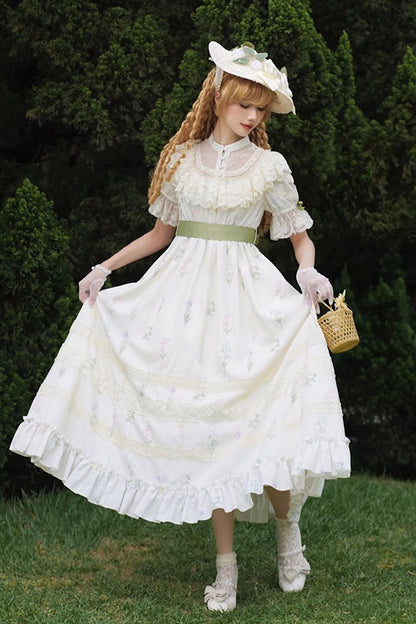 Gothic Lolita Dress - White/green Letters And Poems To, 2 Colors, Sweet Style, Lace Trim - additional product view 8