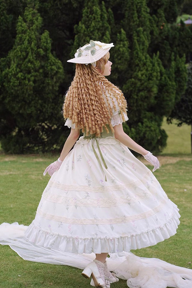 Gothic Lolita Dress - White/green Letters And Poems To, 2 Colors, Sweet Style, Lace Trim - additional product view 9