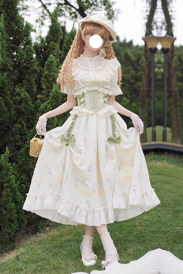 Gothic Lolita Dress - White/green Letters And Poems To, 2 Colors, Sweet Style, Lace Trim - main product image