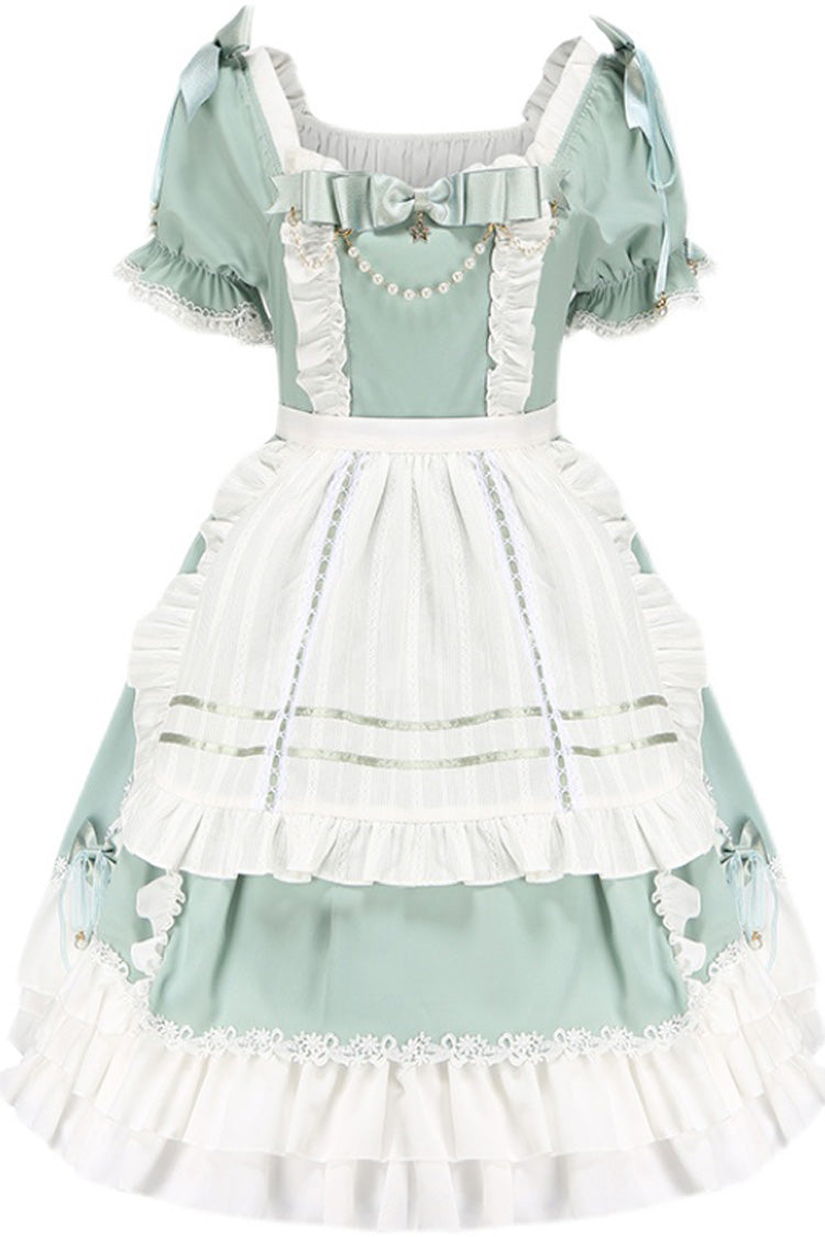 Gothic Lolita Dress - White/green Spring Wood Branches, 2 Colors, Sweet Style, Bow Detail - additional product view 3