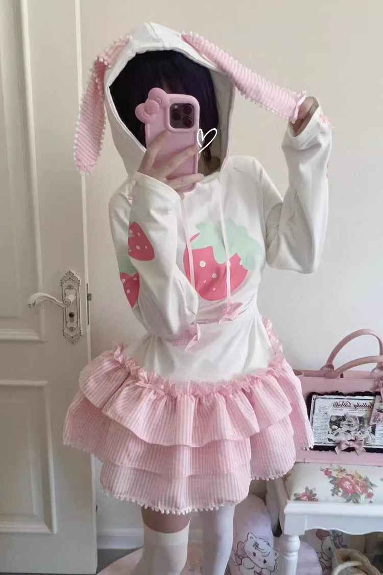 Gothic Lolita Dress - White/pink, 2 Colors, Long Sleeves, Sweet Style, Printed - additional product view 3
