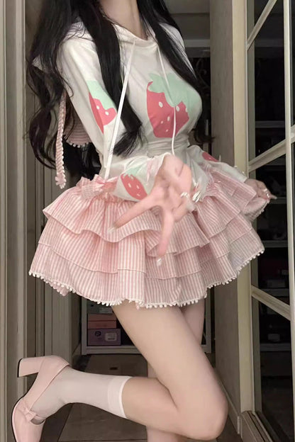 Gothic Lolita Dress - White/pink, 2 Colors, Long Sleeves, Sweet Style, Printed - additional product view 5
