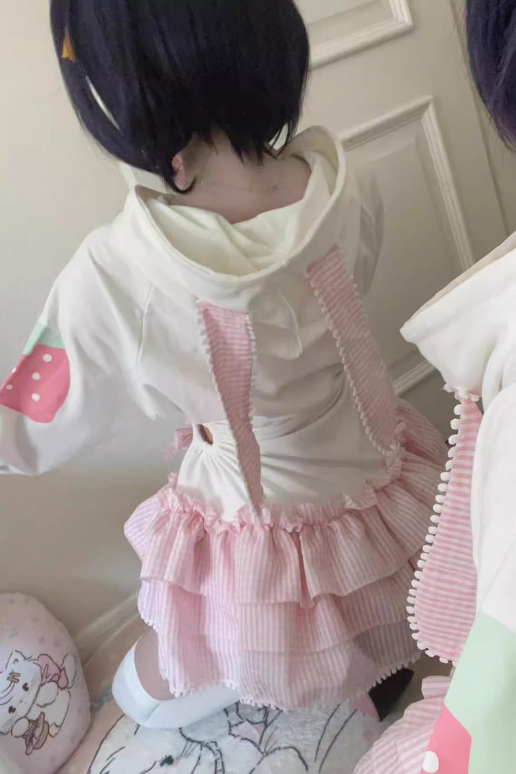 Gothic Lolita Dress - White/pink, 2 Colors, Long Sleeves, Sweet Style, Printed - additional product view 6