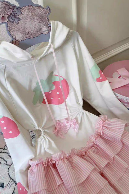 Gothic Lolita Dress - White/pink, 2 Colors, Long Sleeves, Sweet Style, Printed - additional product view 7