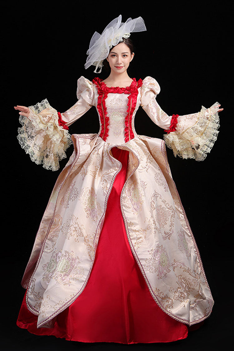 Gothic Lolita Dress - Wine/golden Stitching Court, Gold, High Waist, Printed, Embroidered - additional product view 2