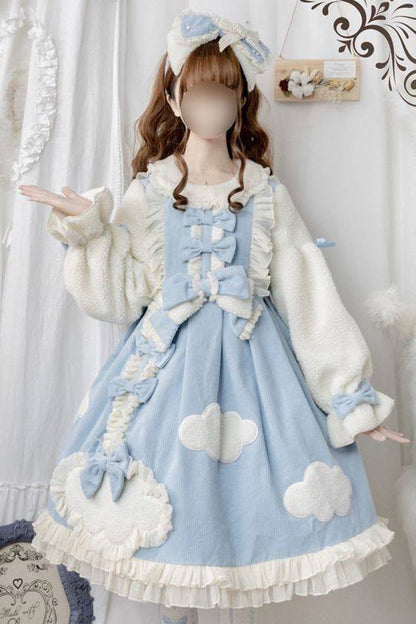 Gothic Lolita Dress - Winter Clouds Clear Up, 2 Colors, Long Sleeves, Sweet Style - main product image