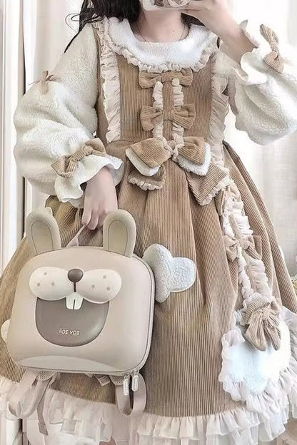 Gothic Lolita Dress - Winter Clouds Clear Up, 2 Colors, Long Sleeves, Sweet Style - S Brown / M Brown / L Brown option