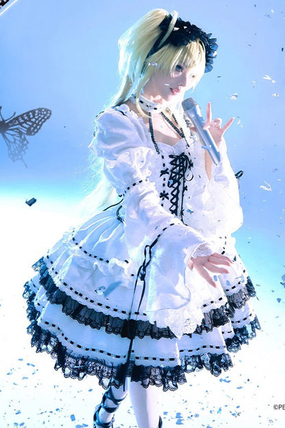 Gothic Lolita Dress - Witch, White, Detachable Detail, Long Sleeves, Bow Detail - additional product view 2