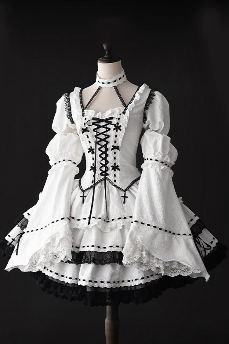 Gothic Lolita Dress - Witch, White, Detachable Detail, Long Sleeves, Bow Detail - additional product view 3
