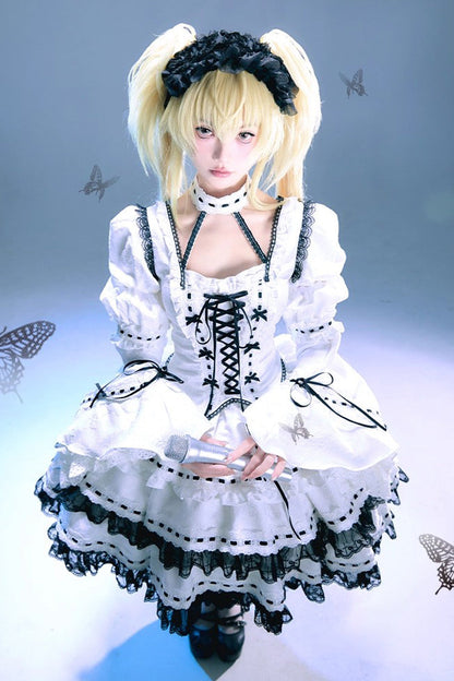 Gothic Lolita Dress - Witch, White, Detachable Detail, Long Sleeves, Bow Detail - additional product view 4