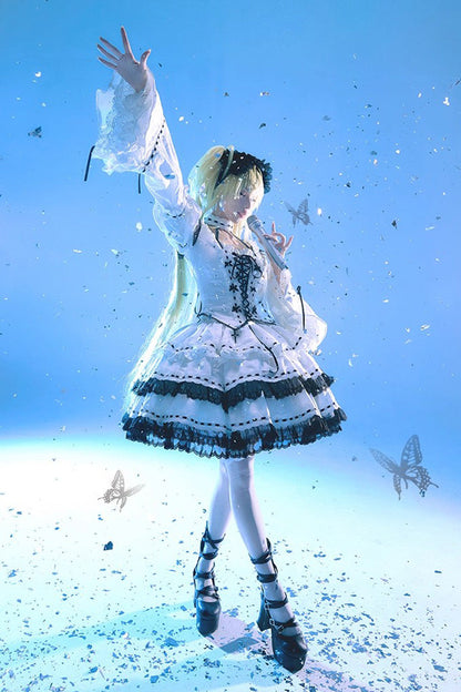Gothic Lolita Dress - Witch, White, Detachable Detail, Long Sleeves, Bow Detail - additional product view 5