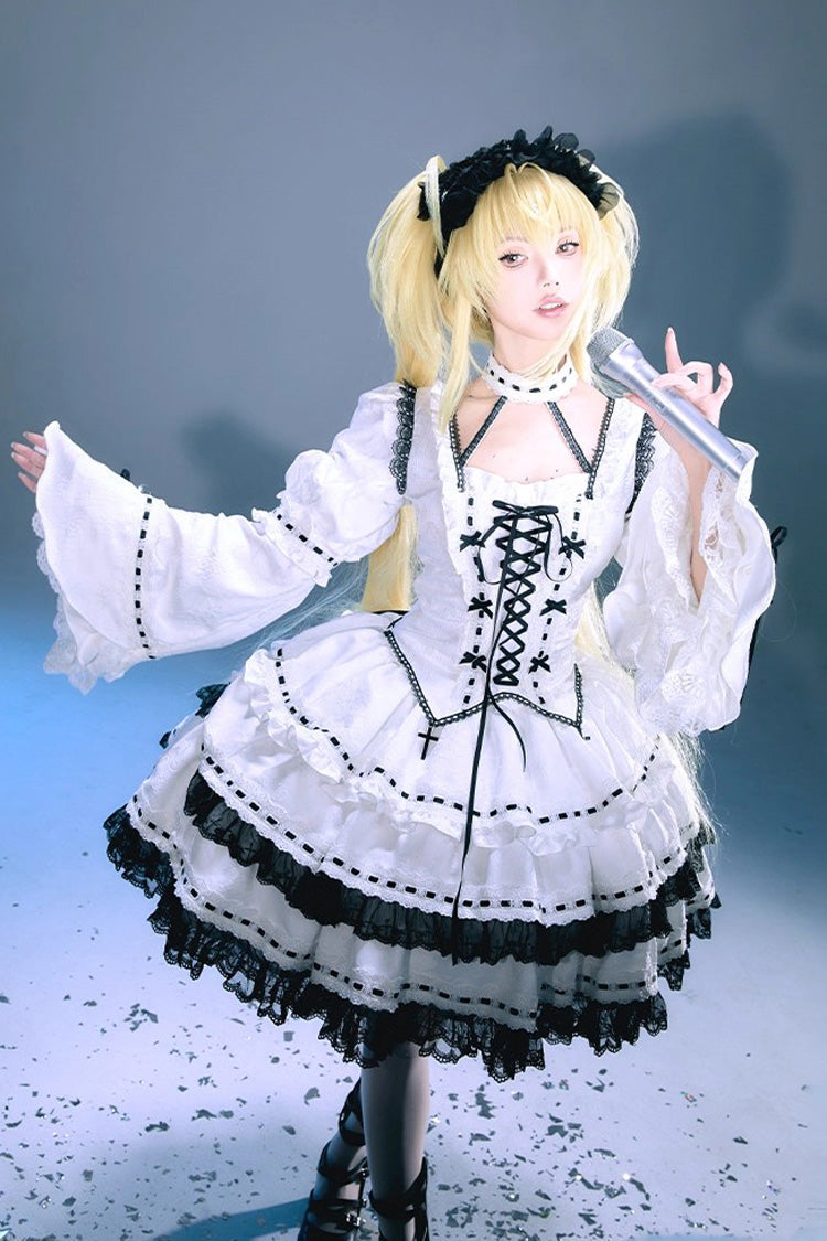 Gothic Lolita Dress - Witch, White, Detachable Detail, Long Sleeves, Bow Detail - additional product view 10
