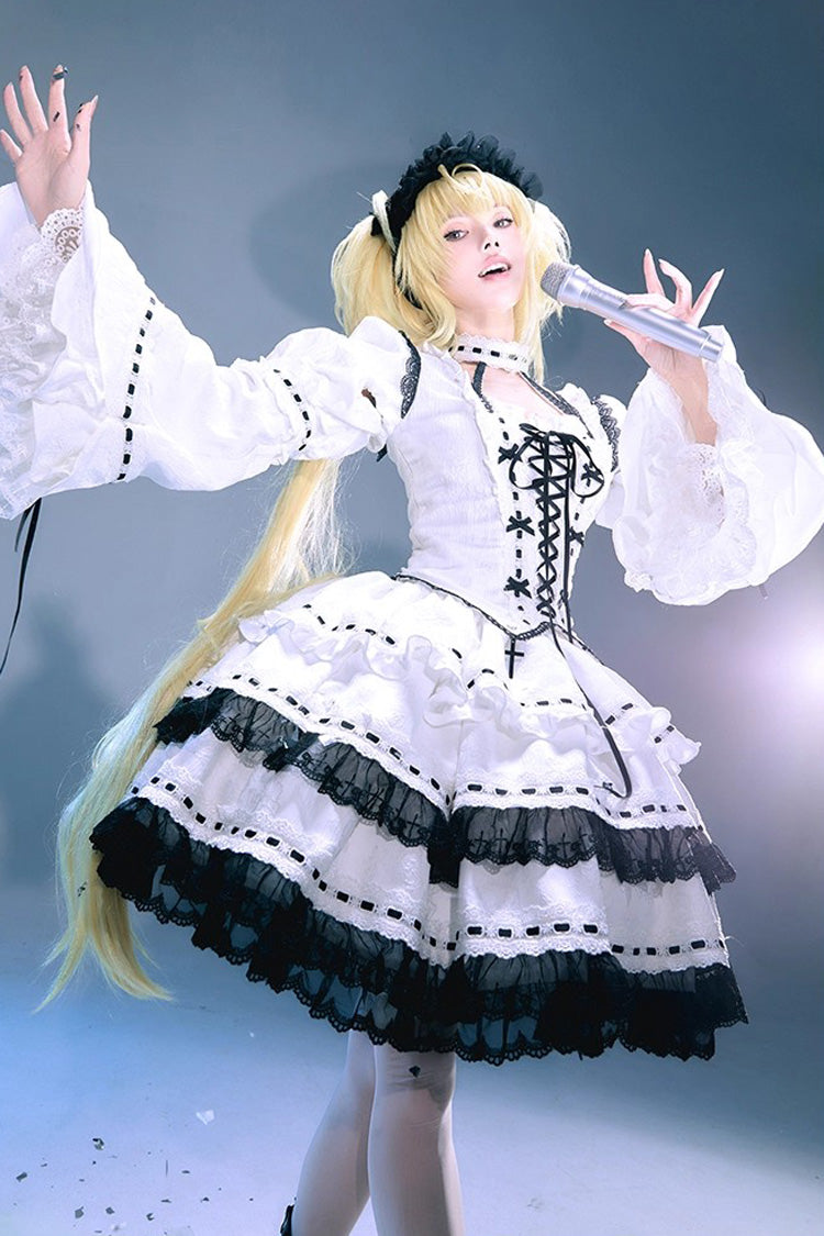 Gothic Lolita Dress - Witch, White, Detachable Detail, Long Sleeves, Bow Detail - additional product view 11