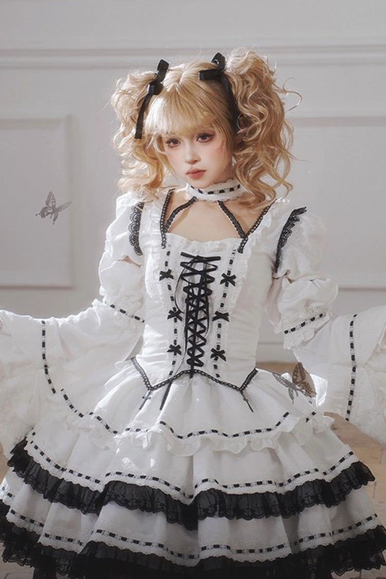 Gothic Lolita Dress - Witch, White, Detachable Detail, Long Sleeves, Bow Detail - additional product view 13