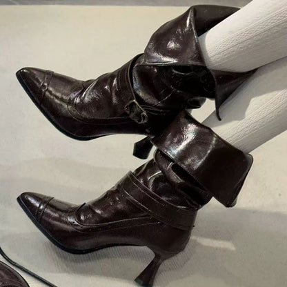 Gothic Lolita High Heels - Retro Faux Leather Pointed, 3 Colors, Sweet Style - main product image
