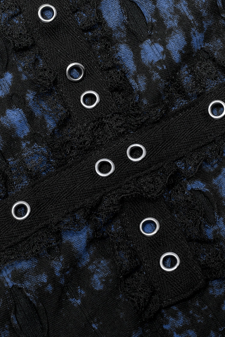 Gothic Lolita Skirt - Abstract Print Stitching, 2 Colors, Women's Style, Lace Trim - additional product view 7