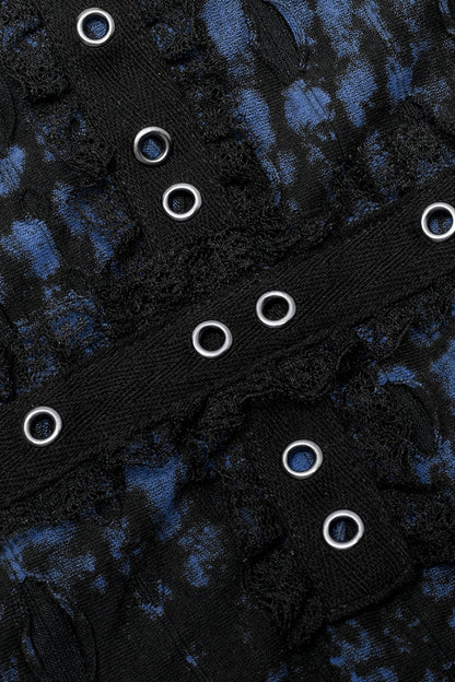 Gothic Lolita Skirt - Abstract Print Stitching, 2 Colors, Women's Style, Lace Trim - additional product view 7