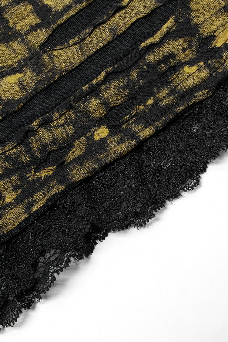 Gothic Lolita Skirt - Abstract Print Stitching, 2 Colors, Women's Style, Lace Trim - additional product view 14