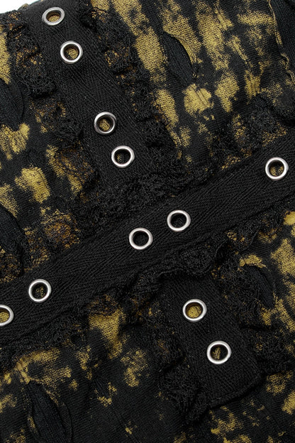 Gothic Lolita Skirt - Abstract Print Stitching, 2 Colors, Women's Style, Lace Trim - additional product view 16