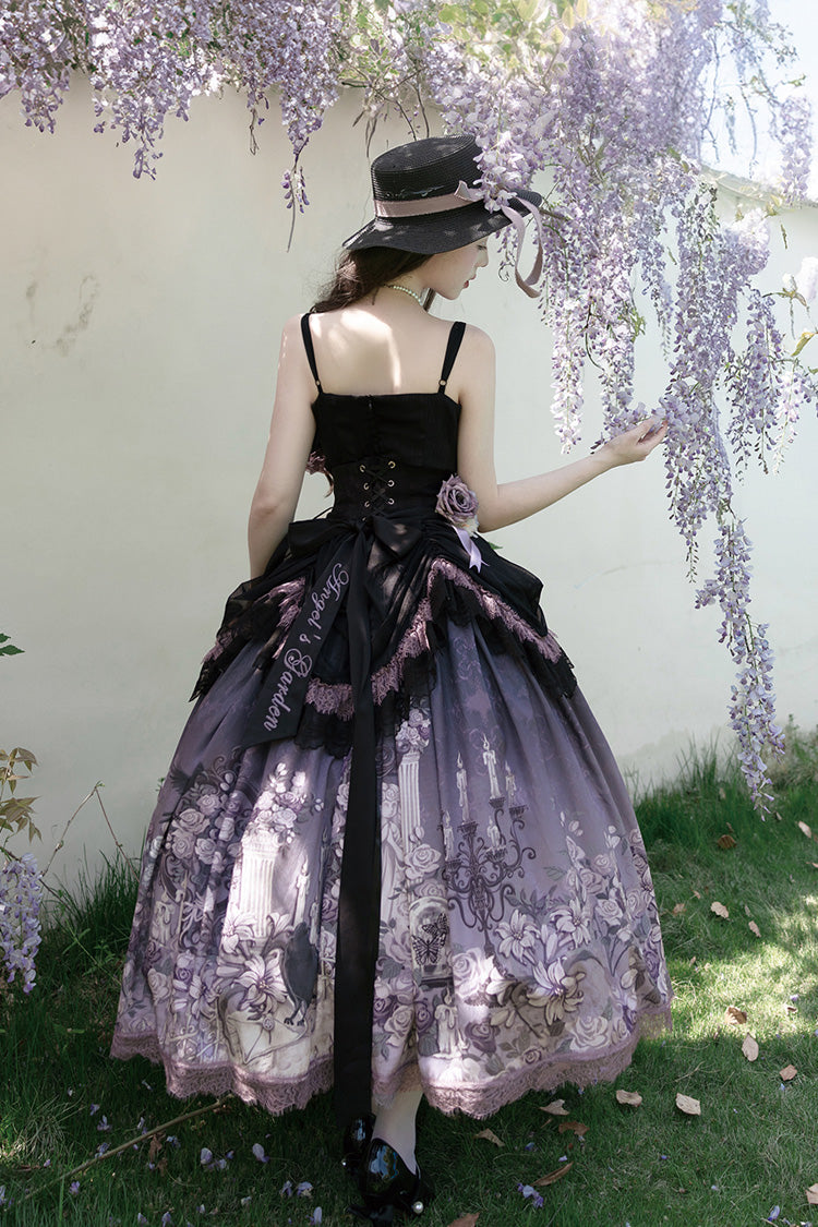 Gothic Lolita Skirt - Angel Garden, 2 Colors, Printed, Sweet Style, Bow Detail - additional product view 3