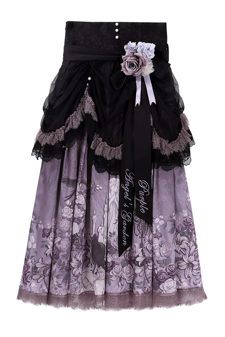 Gothic Lolita Skirt - Angel Garden, 2 Colors, Printed, Sweet Style, Bow Detail - additional product view 6