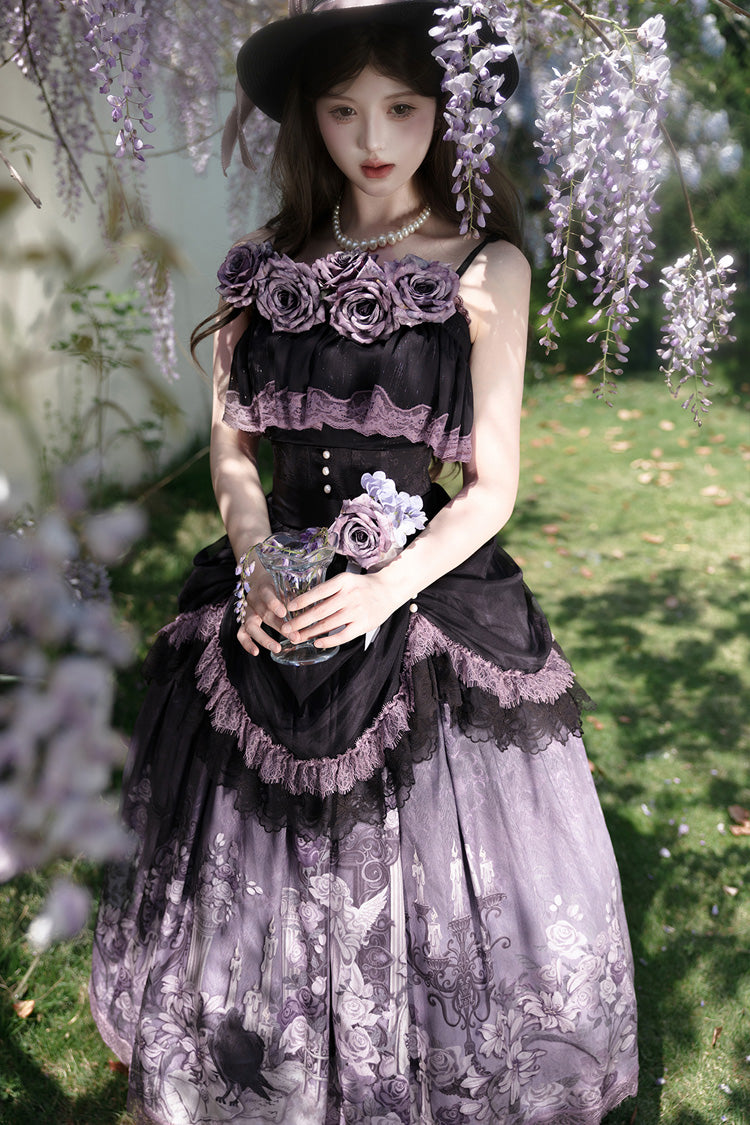 Gothic Lolita Skirt - Angel Garden, 2 Colors, Printed, Sweet Style, Bow Detail - additional product view 10