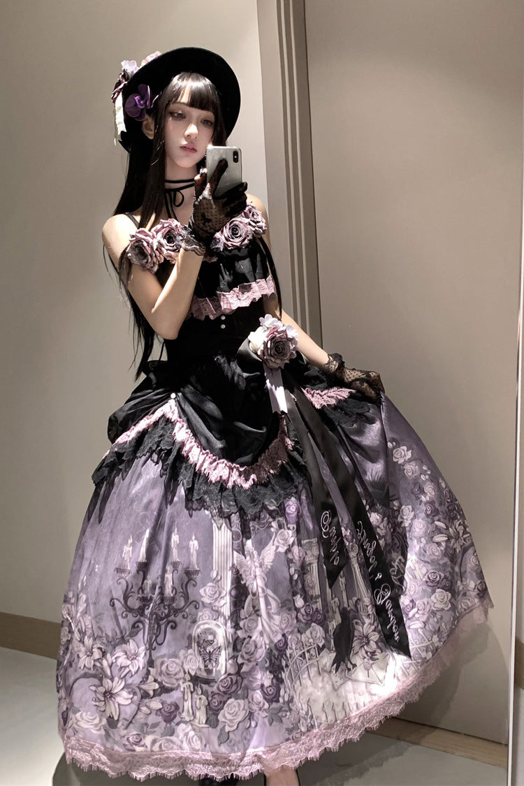 Gothic Lolita Skirt - Angel Garden, 2 Colors, Printed, Sweet Style, Bow Detail - additional product view 11