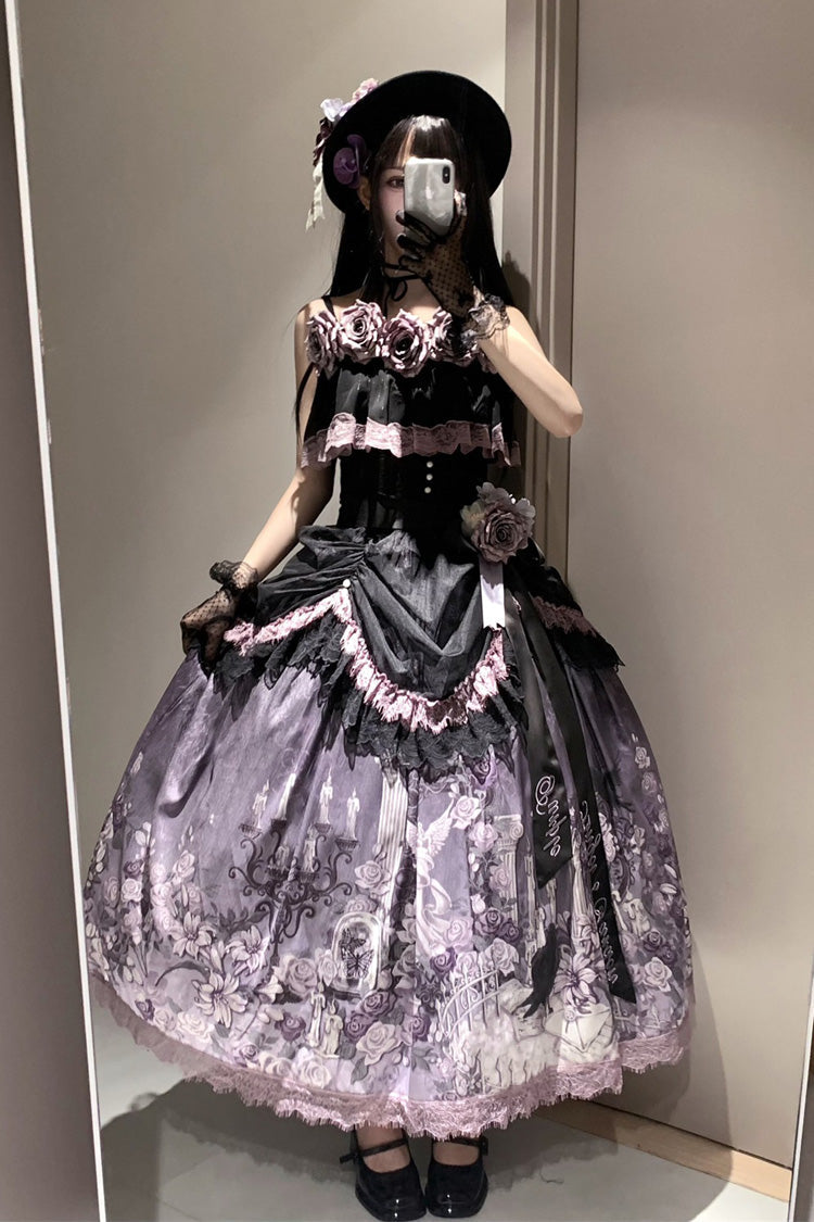Gothic Lolita Skirt - Angel Garden, 2 Colors, Printed, Sweet Style, Bow Detail - additional product view 12
