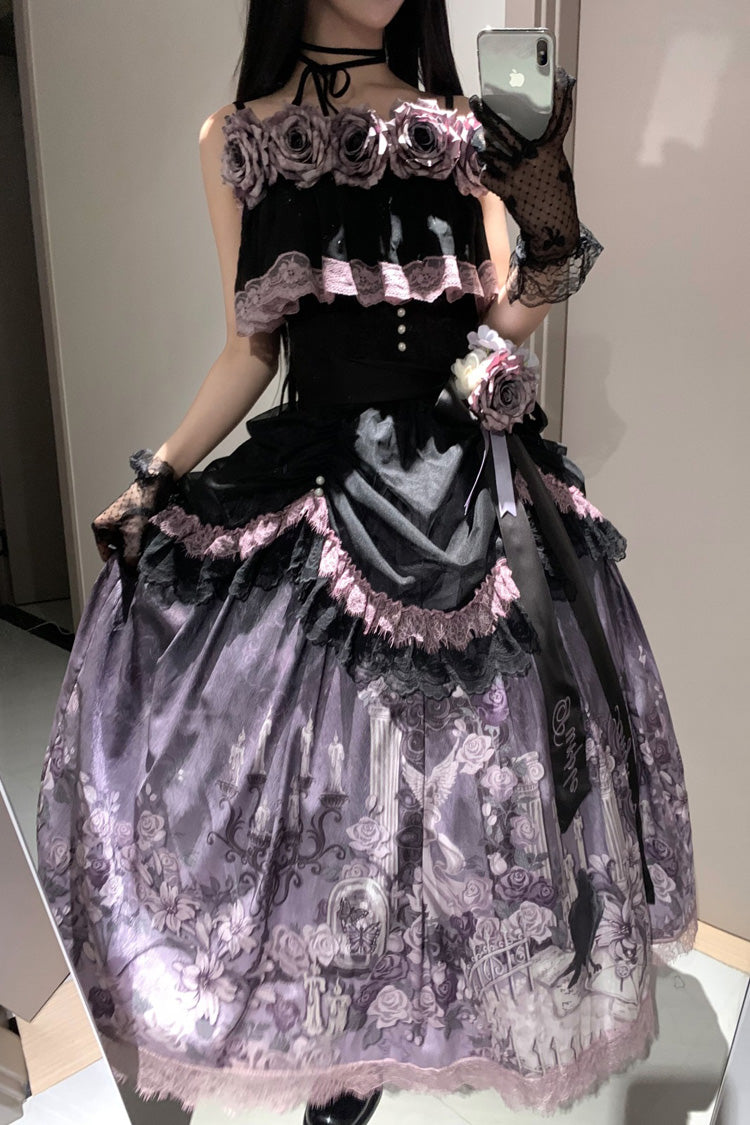 Gothic Lolita Skirt - Angel Garden, 2 Colors, Printed, Sweet Style, Bow Detail - additional product view 14