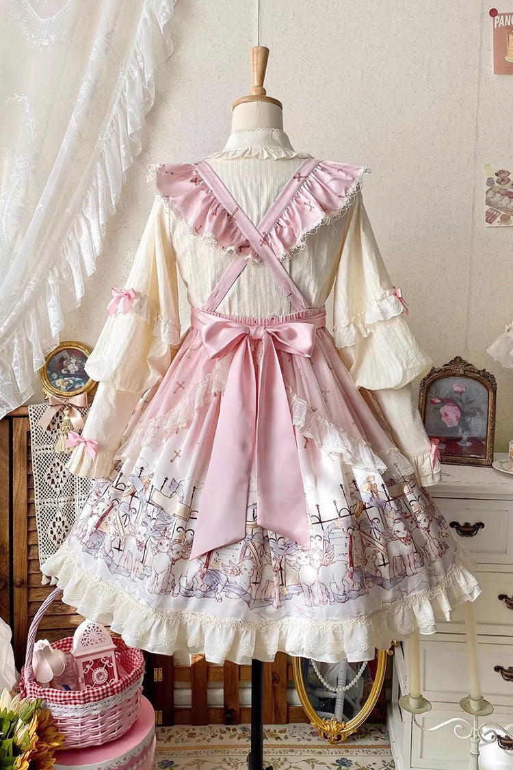 Gothic Lolita Skirt - Angel Lamb, 3 Colors, Bow Detail, Ruffled, Printed - additional product view 3