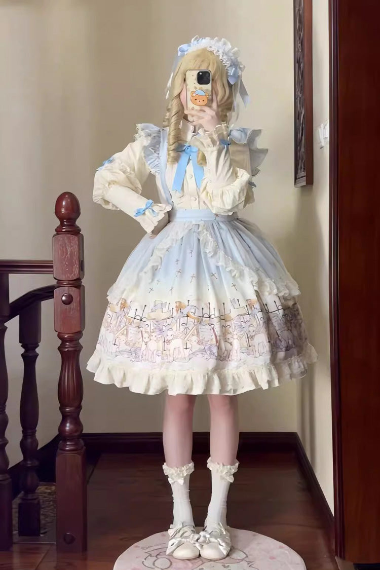 Gothic Lolita Skirt - Angel Lamb, 3 Colors, Bow Detail, Ruffled, Printed - additional product view 6