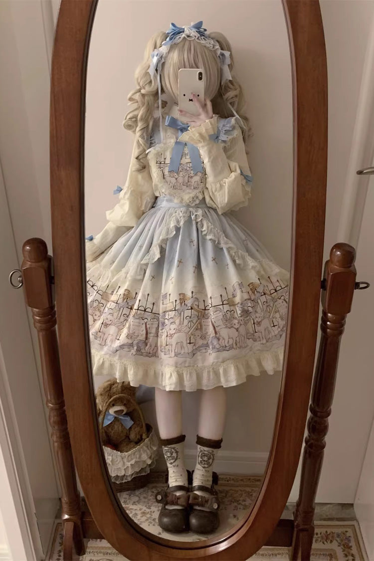 Gothic Lolita Skirt - Angel Lamb, 3 Colors, Bow Detail, Ruffled, Printed - additional product view 9