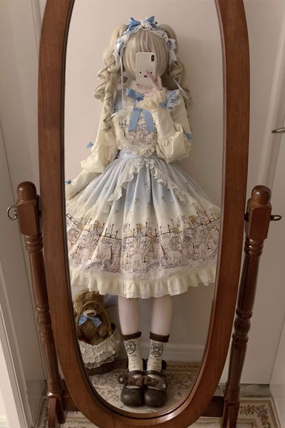 Gothic Lolita Skirt - Angel Lamb, 3 Colors, Bow Detail, Ruffled, Printed - additional product view 9