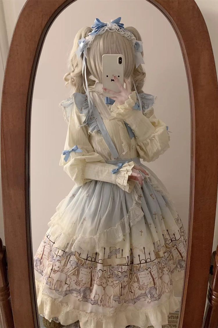 Gothic Lolita Skirt - Angel Lamb, 3 Colors, Bow Detail, Ruffled, Printed - additional product view 10
