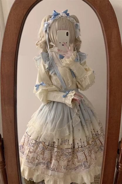 Gothic Lolita Skirt - Angel Lamb, 3 Colors, Bow Detail, Ruffled, Printed - additional product view 10
