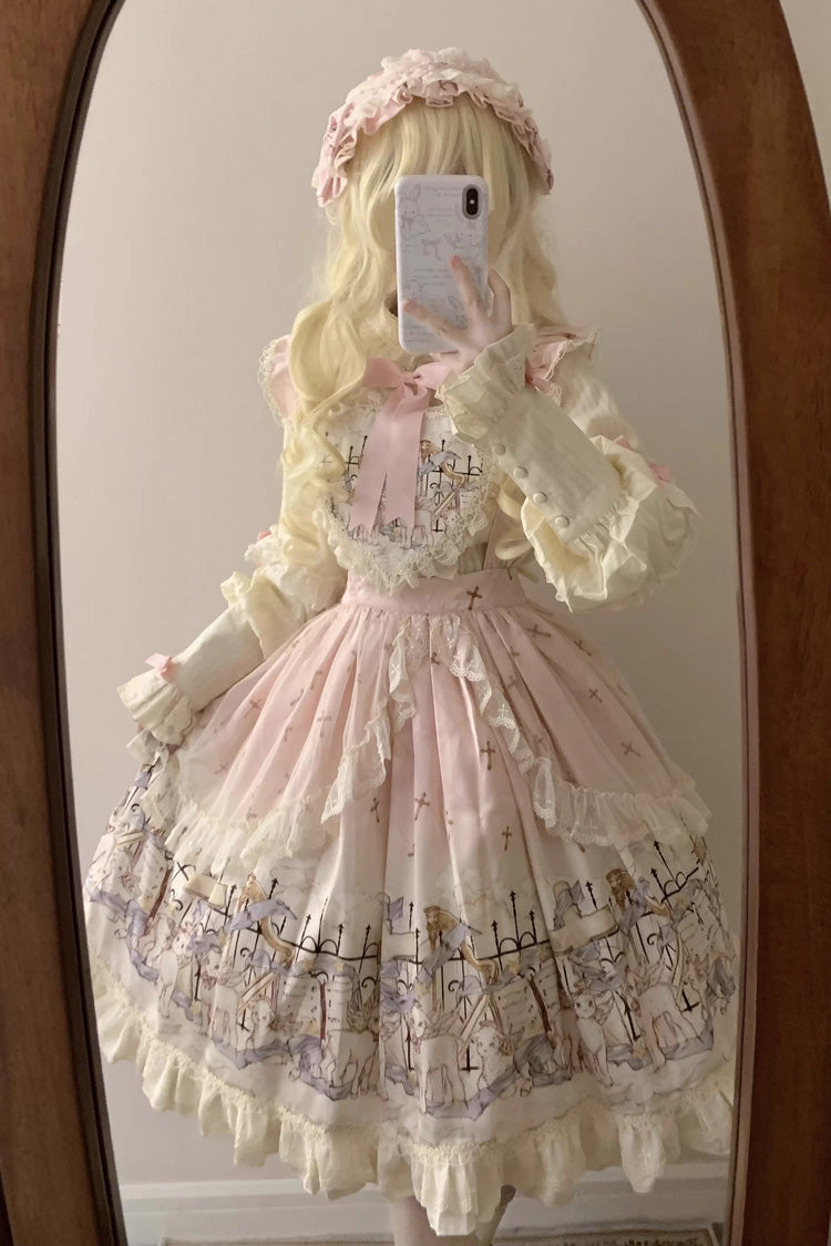 Gothic Lolita Skirt - Angel Lamb, 3 Colors, Bow Detail, Ruffled, Printed - additional product view 12