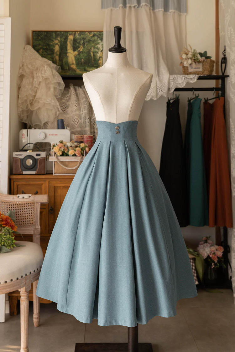 Gothic Lolita Skirt - Basket Of The Forest, 4 Colors, High Waist, Classic Style - S Blue / M Blue / L Blue option
