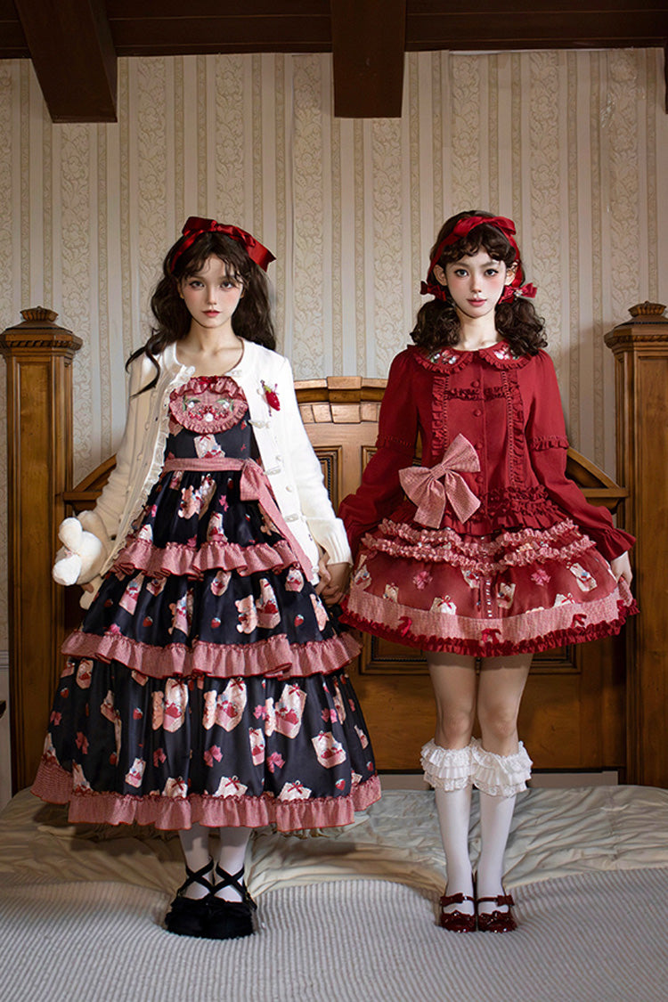 Gothic Lolita Skirt - Bell Strawberry Farm, Red, Embroidered, Sweet Style, Ruffled - additional product view 2