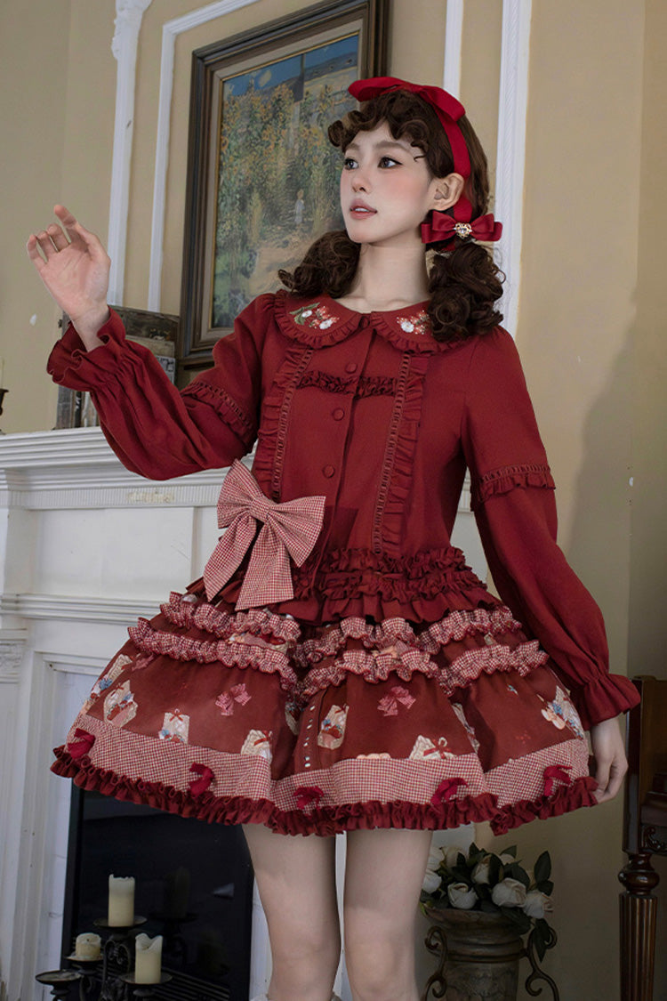 Gothic Lolita Skirt - Bell Strawberry Farm, Red, Embroidered, Sweet Style, Ruffled - additional product view 3