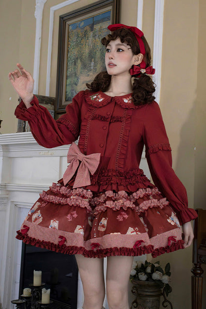 Gothic Lolita Skirt - Bell Strawberry Farm, Red, Embroidered, Sweet Style, Ruffled - additional product view 3