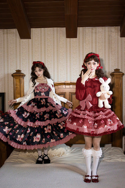 Gothic Lolita Skirt - Bell Strawberry Farm, Red, Embroidered, Sweet Style, Ruffled - additional product view 7