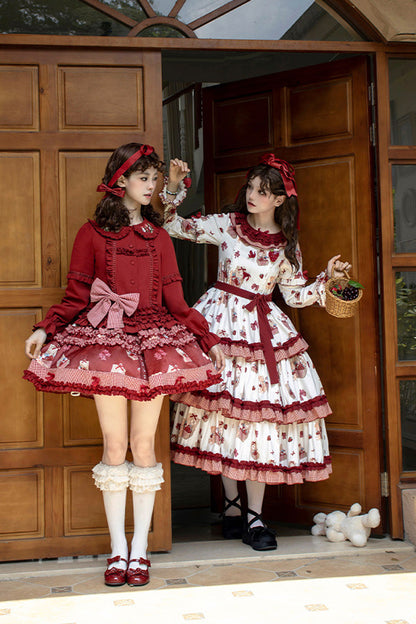 Gothic Lolita Skirt - Bell Strawberry Farm, Red, Embroidered, Sweet Style, Ruffled - additional product view 8