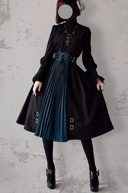 Gothic Lolita Skirt - Black/blue Dawn Keeper, 2 Colors - Alternative Fashion Skirt - additional product view 2