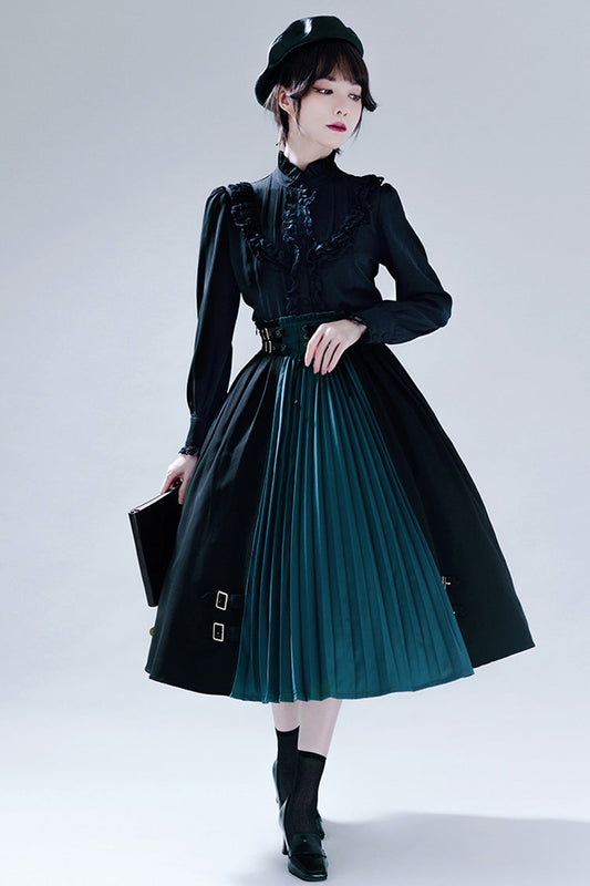 Gothic Lolita Skirt - Black/blue Dawn Keeper, 2 Colors - Alternative Fashion Skirt - main product image