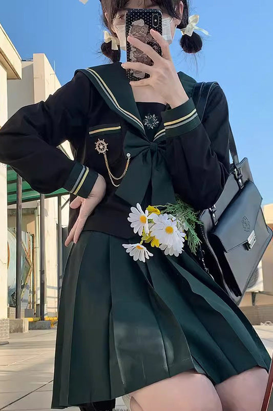 Gothic Lolita Skirt - Black/green, 2 Colors, Ruffled, Long Sleeves, Sweet Style - additional product view 2